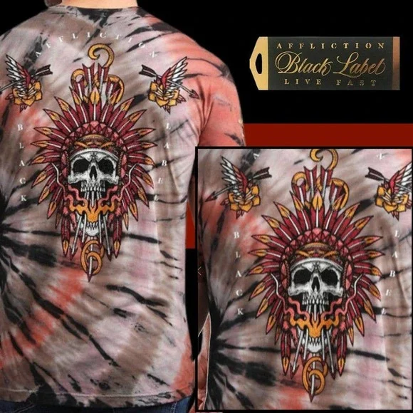 Affliction Black Label Rhinestone Fire Breather Men Tee Size S - Picture 4 of 9